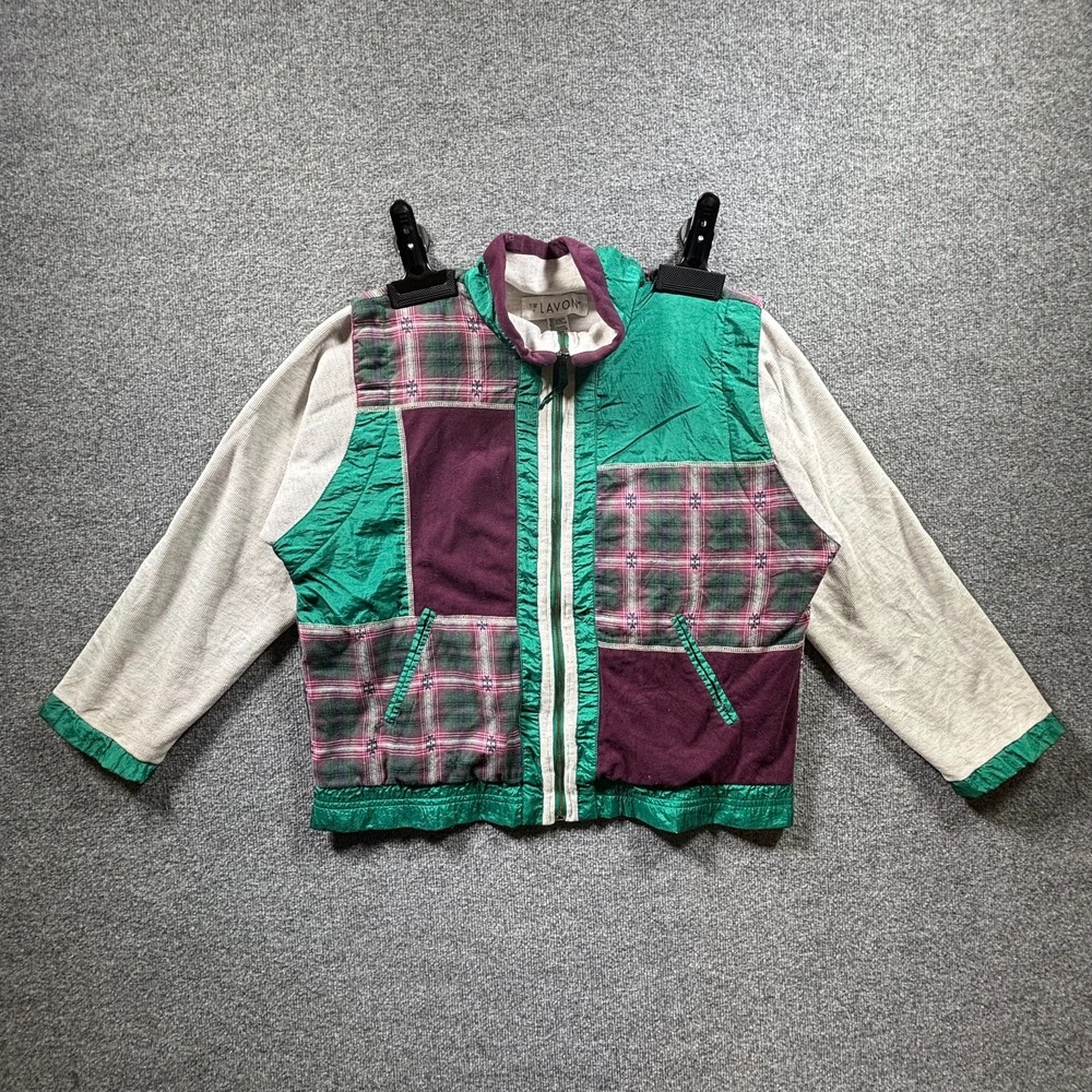 Vintage Lavon Bomber Jacket Women Large Multi Colorblock Full Zip Indie Gorpcore